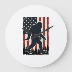 Patriotic Wilderness Creature Vintage Flag Vector Large Clock