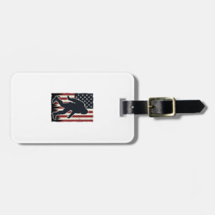 Patriotic Wilderness Creature Vintage Flag Vector  Luggage Tag