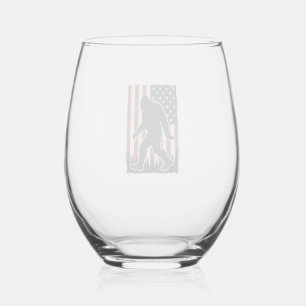 Patriotic Wilderness Creature Vintage Flag Vector Stemless Wine Glass