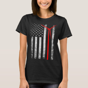 Patriotic Wind Turbine Technician American Flag Wi T-Shirt