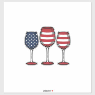 Patriotic Wine Glasses Vintage Vector Shirt Design