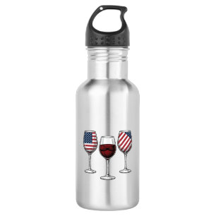 Patriotic Wine Glasses Vintage Vector Shirt Design 532 Ml Water Bottle
