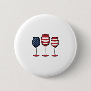 Patriotic Wine Glasses Vintage Vector Shirt Design 6 Cm Round Badge