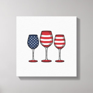 Patriotic Wine Glasses Vintage Vector Shirt Design Canvas Print