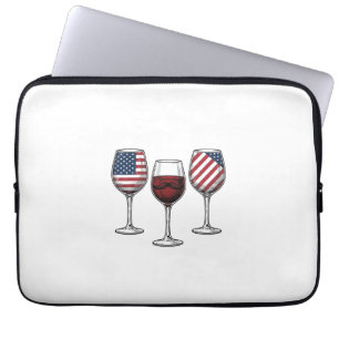 Patriotic Wine Glasses Vintage Vector Shirt Design Laptop Sleeve