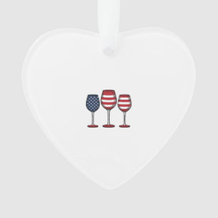 Patriotic Wine Glasses Vintage Vector Shirt Design Ornament