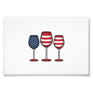 Patriotic Wine Glasses Vintage Vector Shirt Design Photo Print