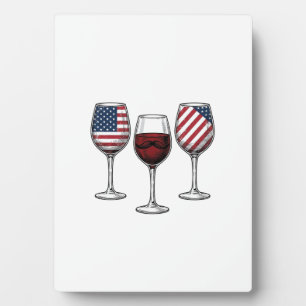 Patriotic Wine Glasses Vintage Vector Shirt Design Plaque
