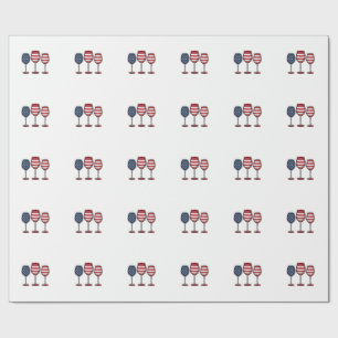 Patriotic Wine Glasses Vintage Vector Shirt Design Wrapping Paper