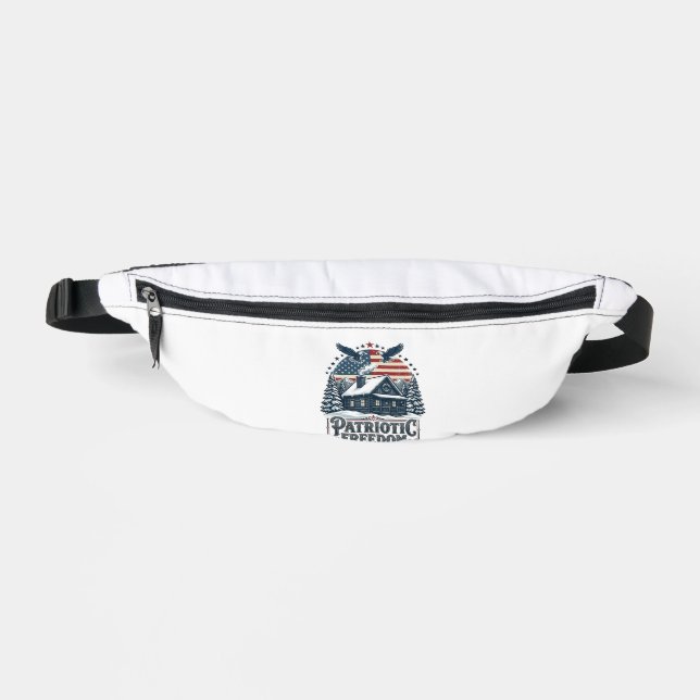 Patriotic Winter Cabin Vector Graphic Tee Bum Bags (Front)