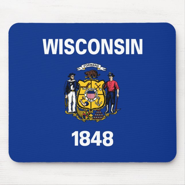 Patriotic Wisconsin State Flag Mouse Mat (Front)