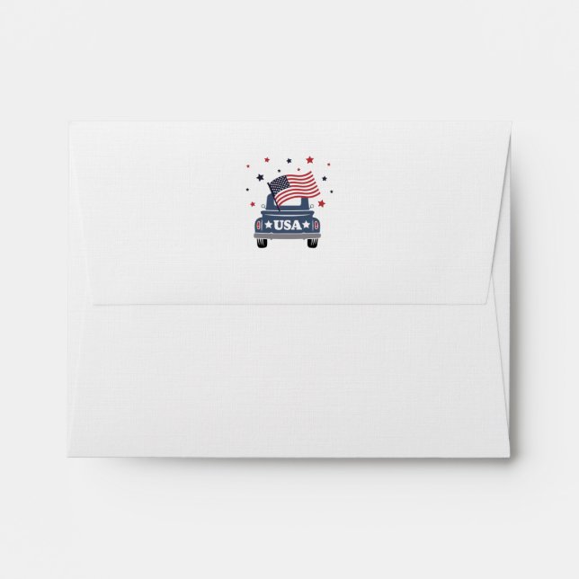 Patriotic with Red Stripes Notecard Matching Envelope (Back (Top Flap))