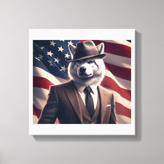 Patriotic Wolf Canvas Print