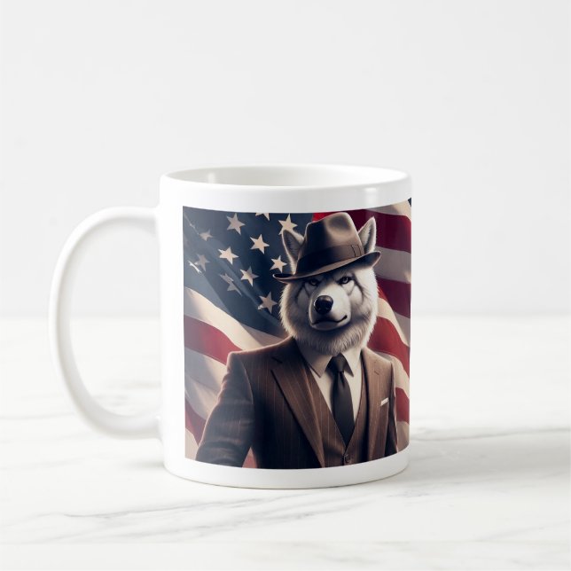 Patriotic Wolf   Coffee Mug (Left)