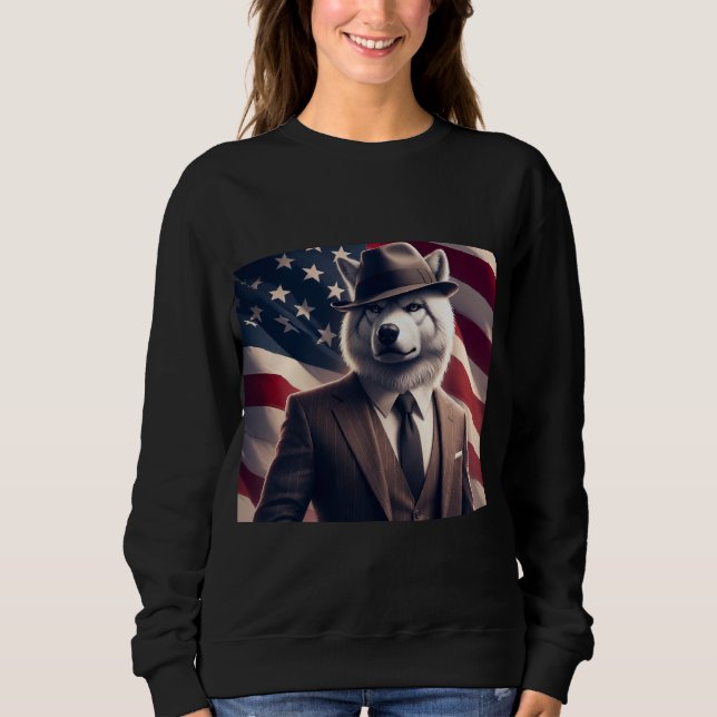 Patriotic Wolf   Sweatshirt (Front)