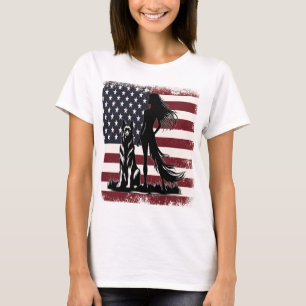 Patriotic Woman & German Shepherd United Spirit T-Shirt