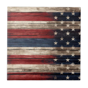 Patriotic Wood Ceramic Tile