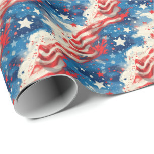 Patriotic Wrapping Paper Red White and Blue Stars
