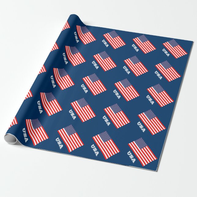 Patriotic wrapping paper with flag of America (Unrolled)