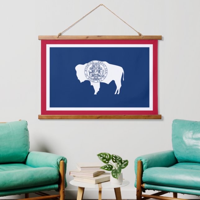Patriotic Wyoming Tapestry, Wyoming Flag Hanging Tapestry (Living Room)