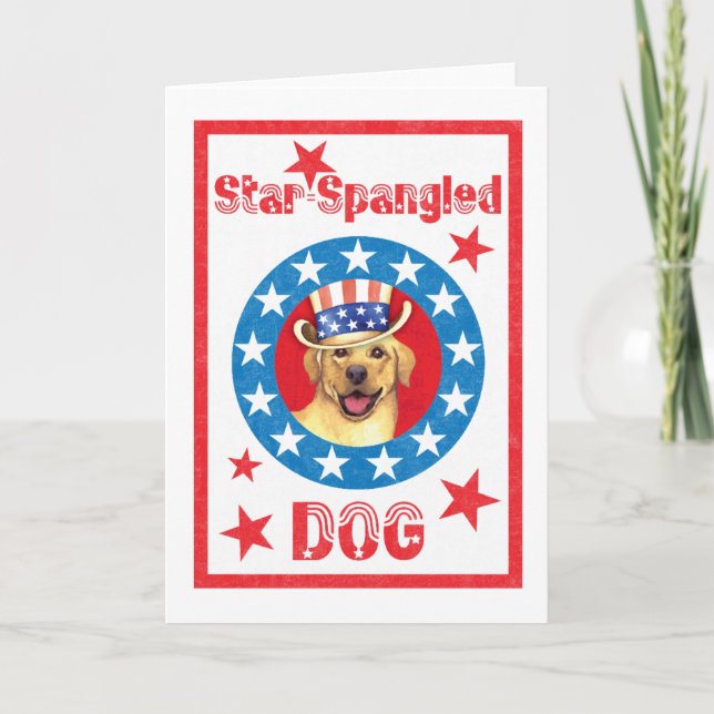 Patriotic Yellow Lab Card (Front)