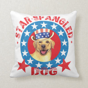 Patriotic Yellow Lab Cushion