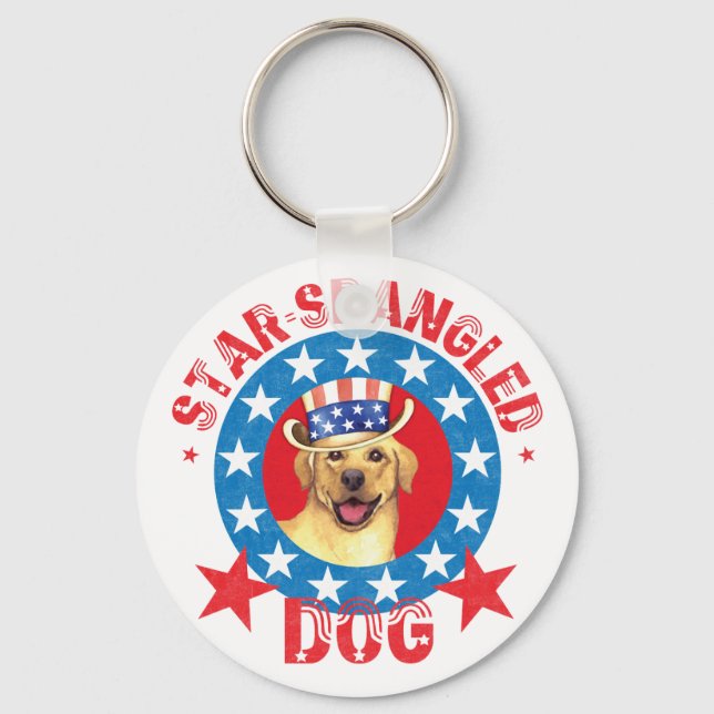 Patriotic Yellow Lab Key Ring (Front)