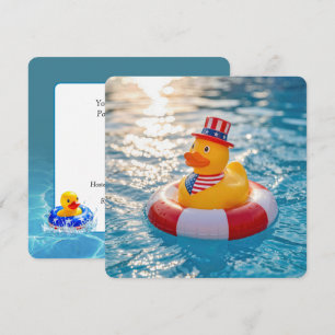Patriotic Yellow Rubber Duck Pool Party Invitation