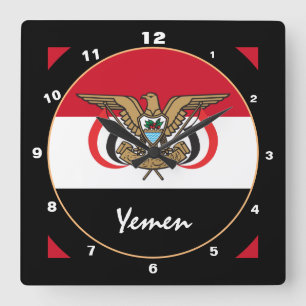 Patriotic Yemen Flag, Yemen Home / design Square Wall Clock