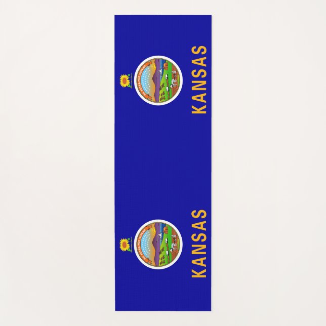 Patriotic Yoga Mats with flag of Kansas, USA (Front)
