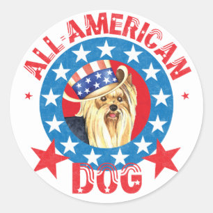 Patriotic Yorkie Classic Round Sticker