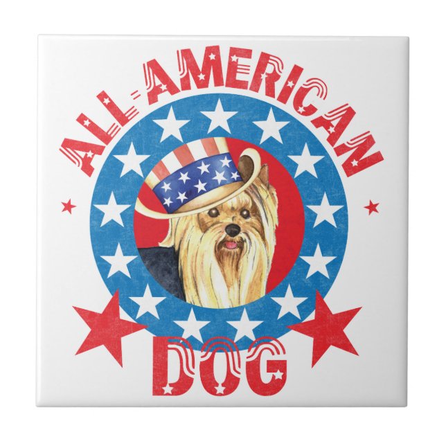 Patriotic Yorkie Tile (Front)