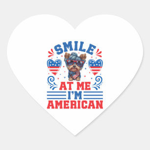 Patriotic Yorkshire Terrier Dog for 4th Of July Heart Sticker