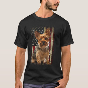 Patriotic Yorkshire Terrier Flag American USA Dog T-Shirt