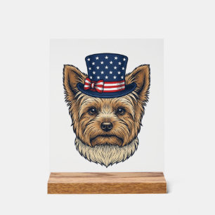Patriotic Yorkshire Terrier Vintage Acrylic Sign
