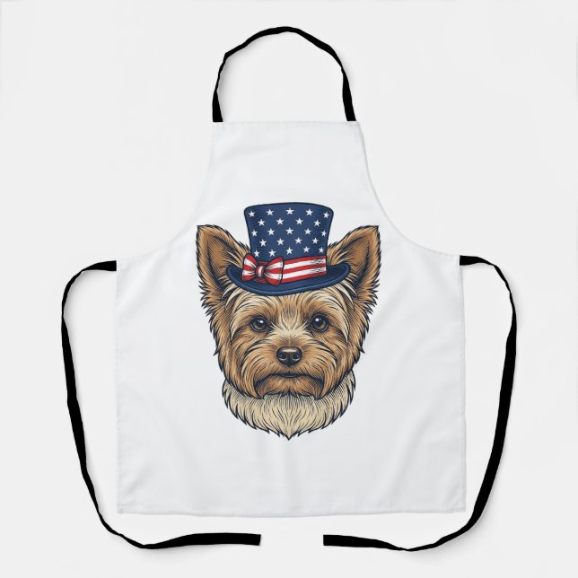 Patriotic Yorkshire Terrier Vintage Apron (Front)
