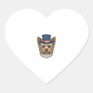 Patriotic Yorkshire Terrier Vintage Heart Sticker