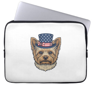 Patriotic Yorkshire Terrier Vintage Laptop Sleeve