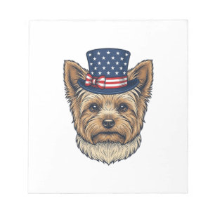 Patriotic Yorkshire Terrier Vintage Notepad