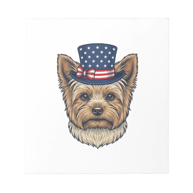 Patriotic Yorkshire Terrier Vintage Notepad (Front)
