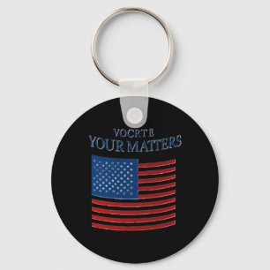 Patriotic Your Vote S American Flag Design Sticker Key Ring