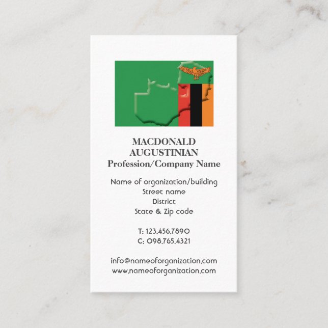 Patriotic | ZAMBIA FLAG | Photo Business Card (Front)