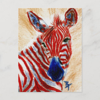 Patriotic Zebra Postcard