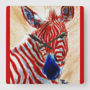 Patriotic Zebra Wall Clock