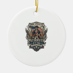 Patriotic Zombie Patriot General Zombie Apocalypse Ceramic Tree Decoration