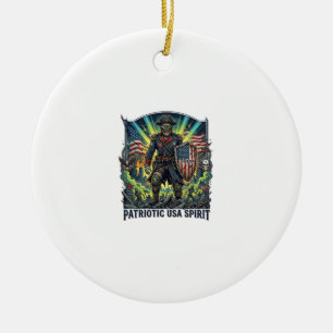 Patriotic Zombie Patriot General Zombie Apocalypse Ceramic Tree Decoration