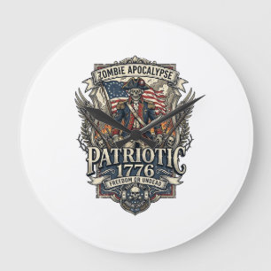 Patriotic Zombie Patriot General Zombie Apocalypse Large Clock