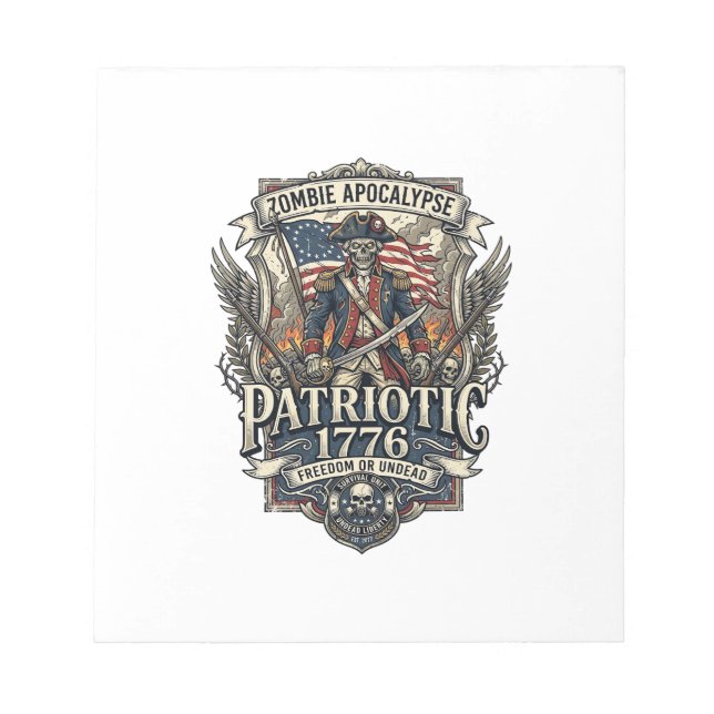 Patriotic Zombie Patriot General Zombie Apocalypse Notepad (Front)