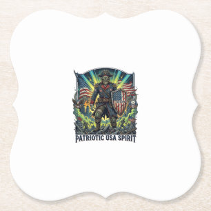 Patriotic Zombie Patriot General Zombie Apocalypse Paper Coaster