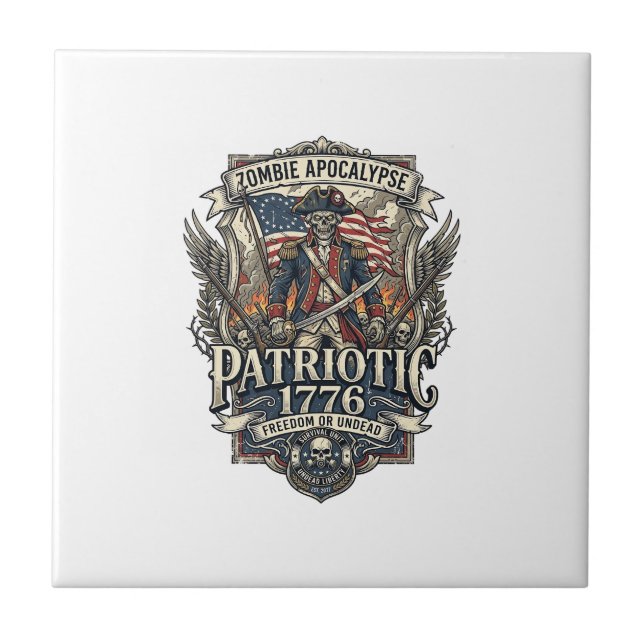 Patriotic Zombie Patriot General Zombie Apocalypse Tile (Front)